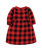 Hudson Baby Toddler Girls Hudson Cotton Dresses, Buffalo Plaid Leopard