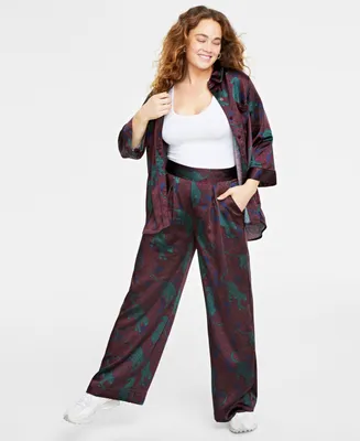 On 34th Women's Animal-Print Pull-On Wide-Leg Pants, Created for Macy's