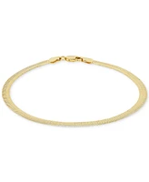 Men's Polished & Beveled Herringbone Link Chain Bracelet in 18k Gold-Plated Sterling Silver & Sterling Silver