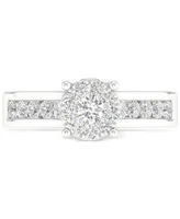 Diamond Cluster Channel-Set Engagement Ring (3/4 ct. t.w.) in 14k White Gold