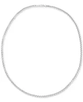 Rounded Box Link 24" Chain Necklace in Sterling Silver