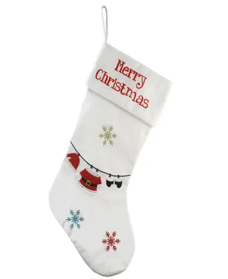 National Tree Company 18" Merry Christmas Stocking with Snowflakes