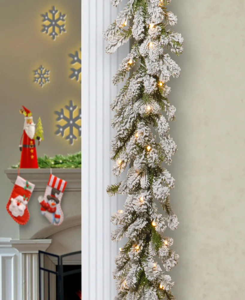National Tree Company 9' Snowy Sheffield Spruce Garland with Twinkly Led Lights