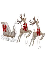 National Tree Company Champagne Reindeer and Sleigh with Clear Lights