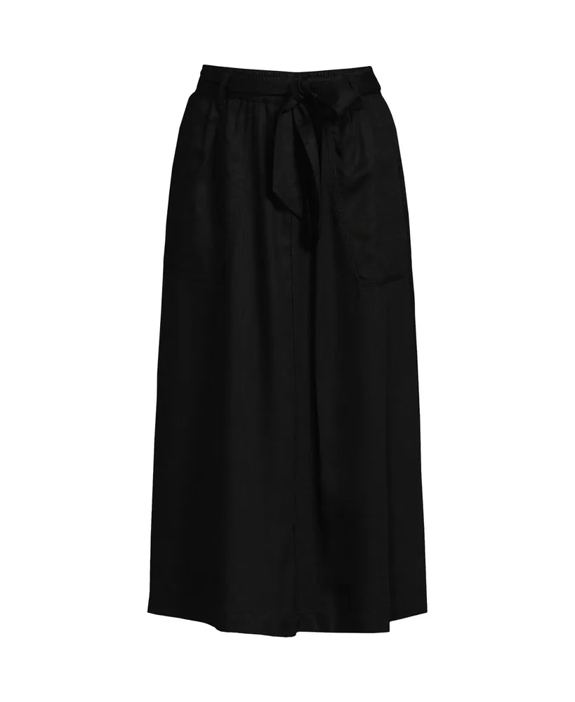 Lands' End Women's Tencel Fiber Tie Waist Midi Skirt