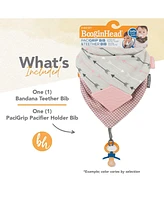 BooginHead Baby Cotton Baby Drool Bibs, Teething Bib and Pacifier Holder Bib, 2 pack Pink Rainbows