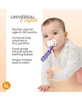 BooginHead Baby Silicone Pacifier Clip Baby Pacifier Holder 2-Pack, Purple & Grapefruit