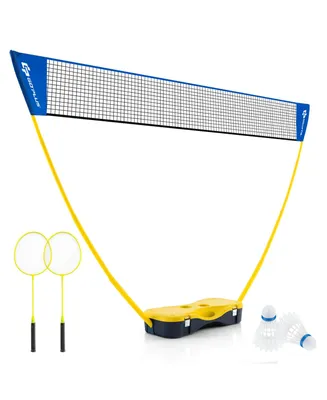 Costway Portable Badminton Set with 2 Shuttlecocks Badminton Rackets Outdoor Sport Game Set