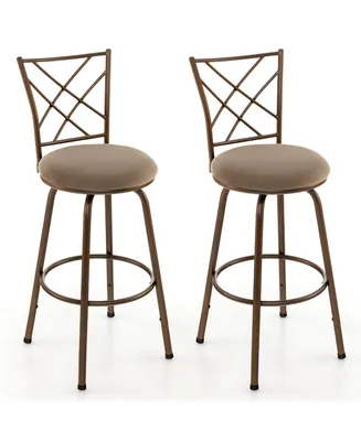 Set of 2 24/30 Inch Adjustable Swivel Barstools Metal Dining Chairs
