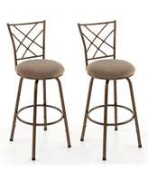 Costway Set of 2 24/30 Inch Adjustable Swivel Barstools Metal Dining Chairs