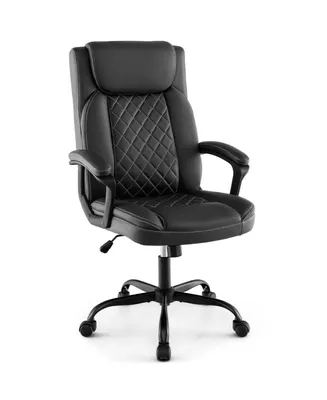 Costway Adjustable Office Desk Chair Ergonomic Executive Chair with Padded Headrest Armrest