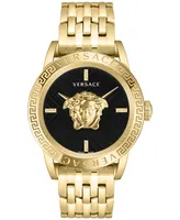 Versace Men's V-Code Swiss Ion-Plated Gold-Tone Stainless Steel Bracelet Watch 43mm