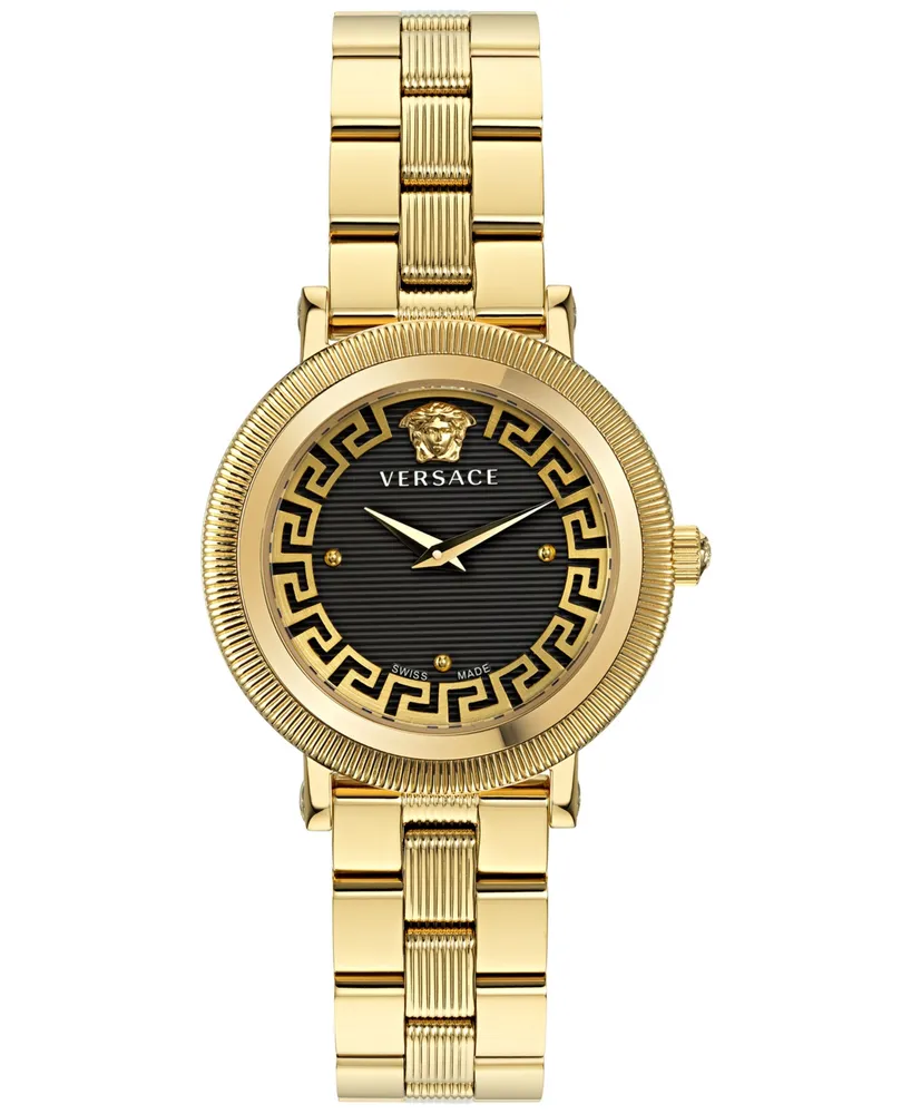 Versace Women's Swiss Greca Flourish Gold Ion Plated Stainless Steel Bracelet Watch 35mm