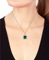 Effy Lab Grown Emerald (4-3/4 ct. t.w.) & Lab Grown Diamond (1-7/8 ct. t.w.) Halo 18" Pendant Necklace in 14k Gold