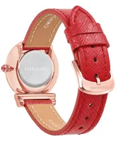 Salvatore Ferragamo Women's Gancini Swiss Red Leather Strap Watch 28mm