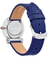 Salvatore Ferragamo Women's Gancini Swiss Blue Leather Strap Watch 28mm