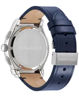 Salvatore Ferragamo Men's 1927 Swiss Chronograph Blue Leather Strap Watch 42mm