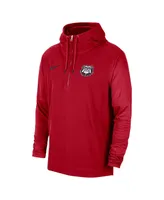 Men's Nike Red Georgia Bulldogs 2023 Sideline Player Quarter-Zip Hoodie Jacket