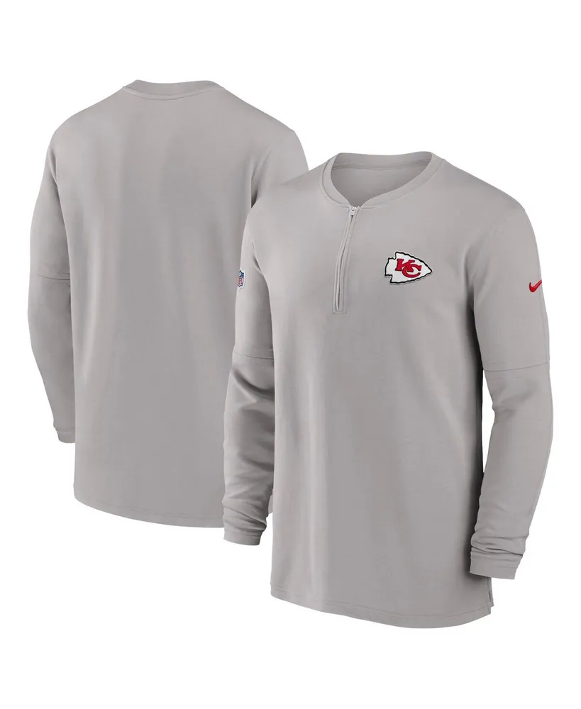 Men's Nike Gray Kansas City Chiefs 2023 Sideline Performance Long Sleeve Quarter-Zip Top