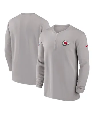 Men's Nike Gray Kansas City Chiefs 2023 Sideline Performance Long Sleeve Quarter-Zip Top