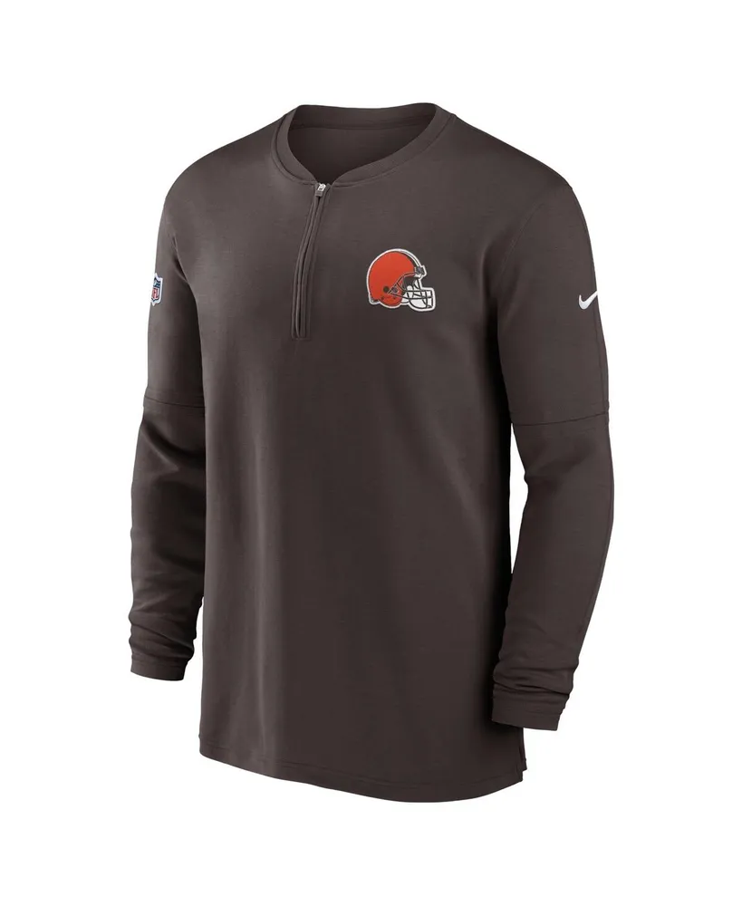 Men's Nike Brown Cleveland Browns 2023 Sideline Performance Long Sleeve Quarter-Zip Top
