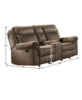 White Label Calico 80" Double Glider Reclining Love Seat with Center Console, Power Outlets