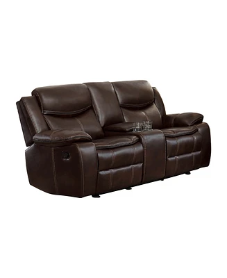 White Label Veloce 79" Double Glider Reclining Loveseat with Console