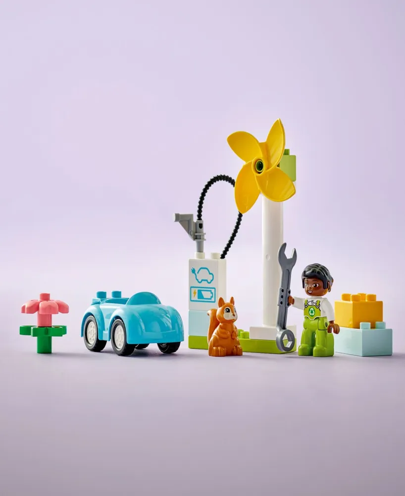 Lego Duplo Town 10985 Wind Turbine and Electric Car Toy Stem Building Set