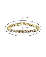 Bling Jewelry Alternating Stones Round Cubic Zirconia 12.00 Ct 4 Prong Basket Set Solitaire Cz Tennis Bracelet Prom Gold Plated 7.5 Inch