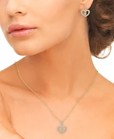 2-Pc. Set Lab-Grown White Sapphire Open Heart Pendant Necklace & Matching Drop Earrings (1-7/8 ct. t.w.) in 14k Gold-Plated Sterling Silver