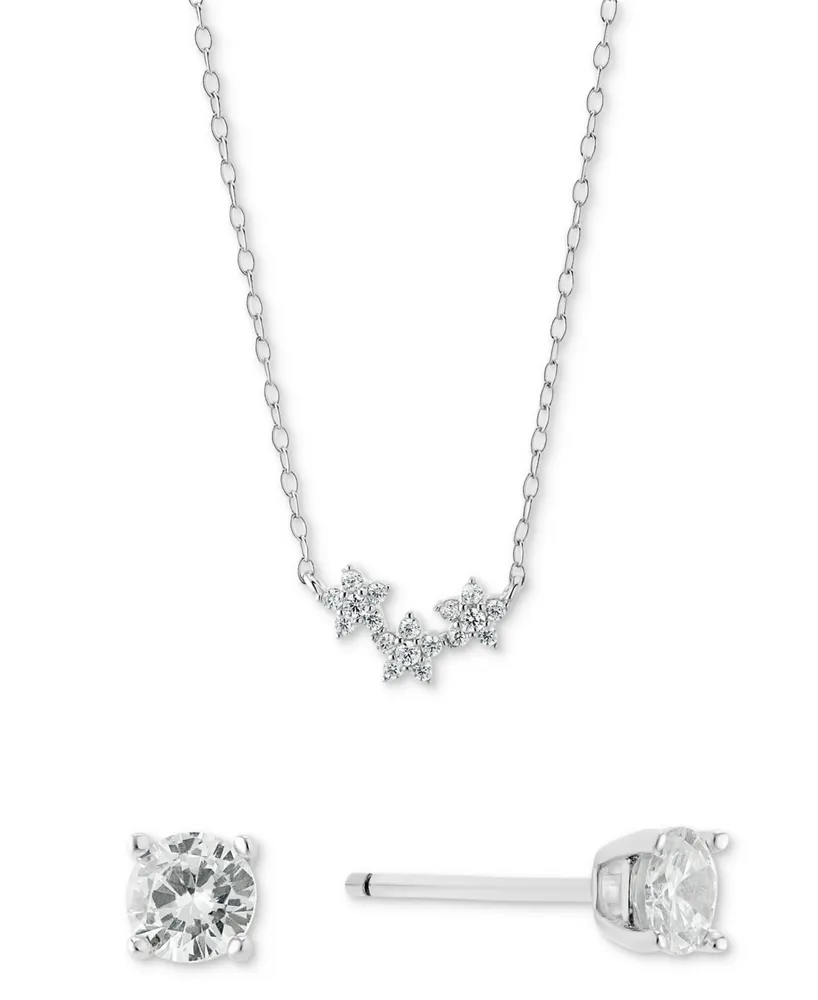 Giani Bernini 2-pc. Set Cubic Zirconia Cross Pendant Necklace & Matching Stud Earrings in Sterling Silver, Created for Macy's - Sterling Silver