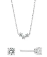 Giani Bernini 2-Pc. Set Cubic Zirconia Starflower Pendant Necklace & Solitaire Stud Earrings in Sterling Silver, Created for Macy's