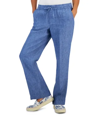 Charter Club Petite 100% Linen Drawstring Pants
