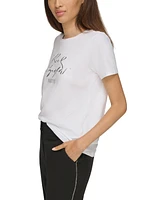 Karl Lagerfeld Paris Women's Metallic Logo Print T-Shirt, Regular & Petite