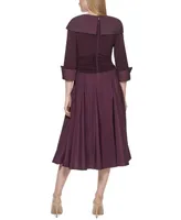 Jessica Howard Petite 3/4-Sleeve Portrait-Collar Fit & Flare Dress