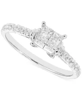 Diamond Princess Quad Cluster Engagement Ring (1/2 ct. t.w.) in 14k White Gold