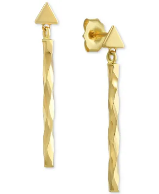 Polished Triangle Drill Bit Linear Drop Earrings in 10K Gold