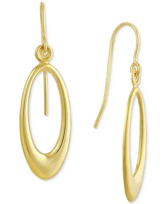 High-Polished Open Style Oval Drop Earrings in 10k Gold