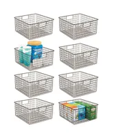 mDesign Metal Wire Food Organizer Storage Bins with Handles - 8 Pack - Bronze