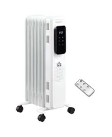 Homcom Electric Space Heater, Freestanding 161 Sq. Ft. Heater with 3 Modes, Timer, and Remote, 600/900/1500 W, White