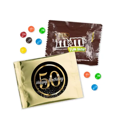 12 Pcs 50th Birthday Candy M&M's Party Favor Packs - Milk Chocolate