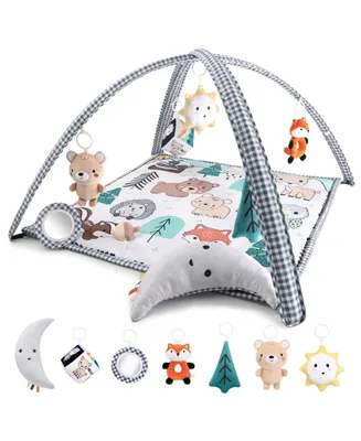 The Peanutshell 7 in 1 Baby Play Gym and Tummy Time Mat, Woodland Animals