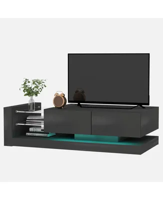 Simplie Fun Tv Console With Storage Cabinets, 16 4 Modes Changing Lights Remote Rgb Led Tv Stand