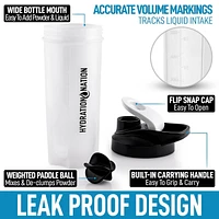Zulay Kitchen Protein Shaker Bottle 28oz - Shaker Bottles For Protein Mixes With Paddle Shaker Ball