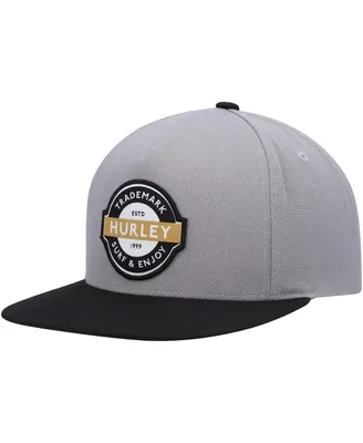 Men's Gray, Black Hurley Underground Snapback Hat