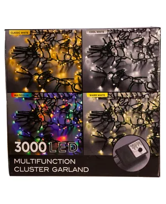 Kurt Adler 3000-Light 98' Cluster Garland with Classic Led Lights