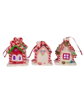 Kurt Adler 3.5" Battery-Operated Gingerbread Led Candy House, 3 Piece Set