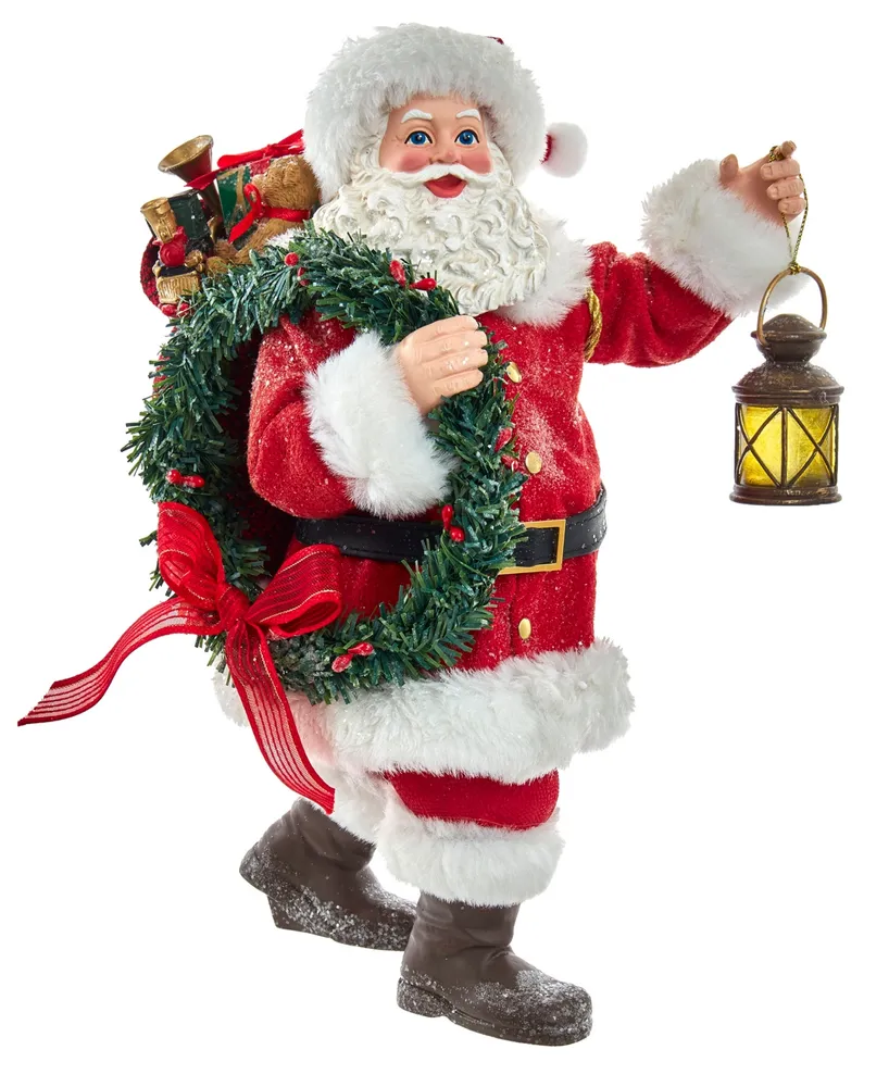 Kurt Adler 10.5" Fabriche Santa with Wreath and Lantern