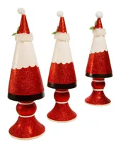 Kurt Adler 10-14" Wooden Santa Tree Table Pieces, 3 Piece Set