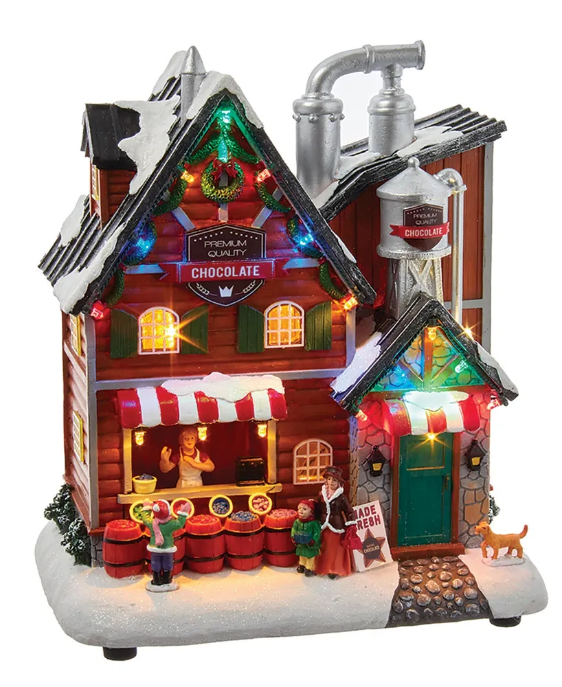 Kurt Adler 10.63" Battery-Operated Light Up Musical Chocolate Factory